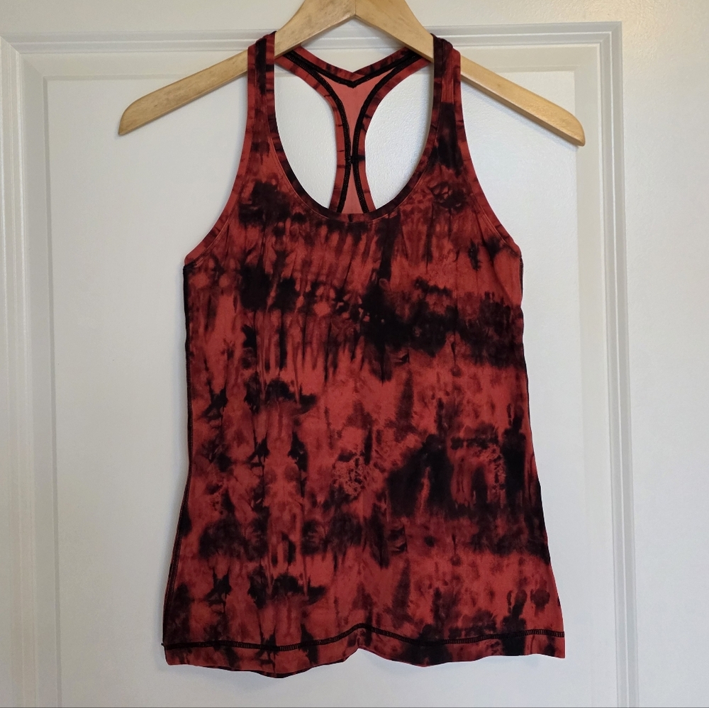 Lululemon Red and Black Tie-Dye Cool Racerback Tank Top